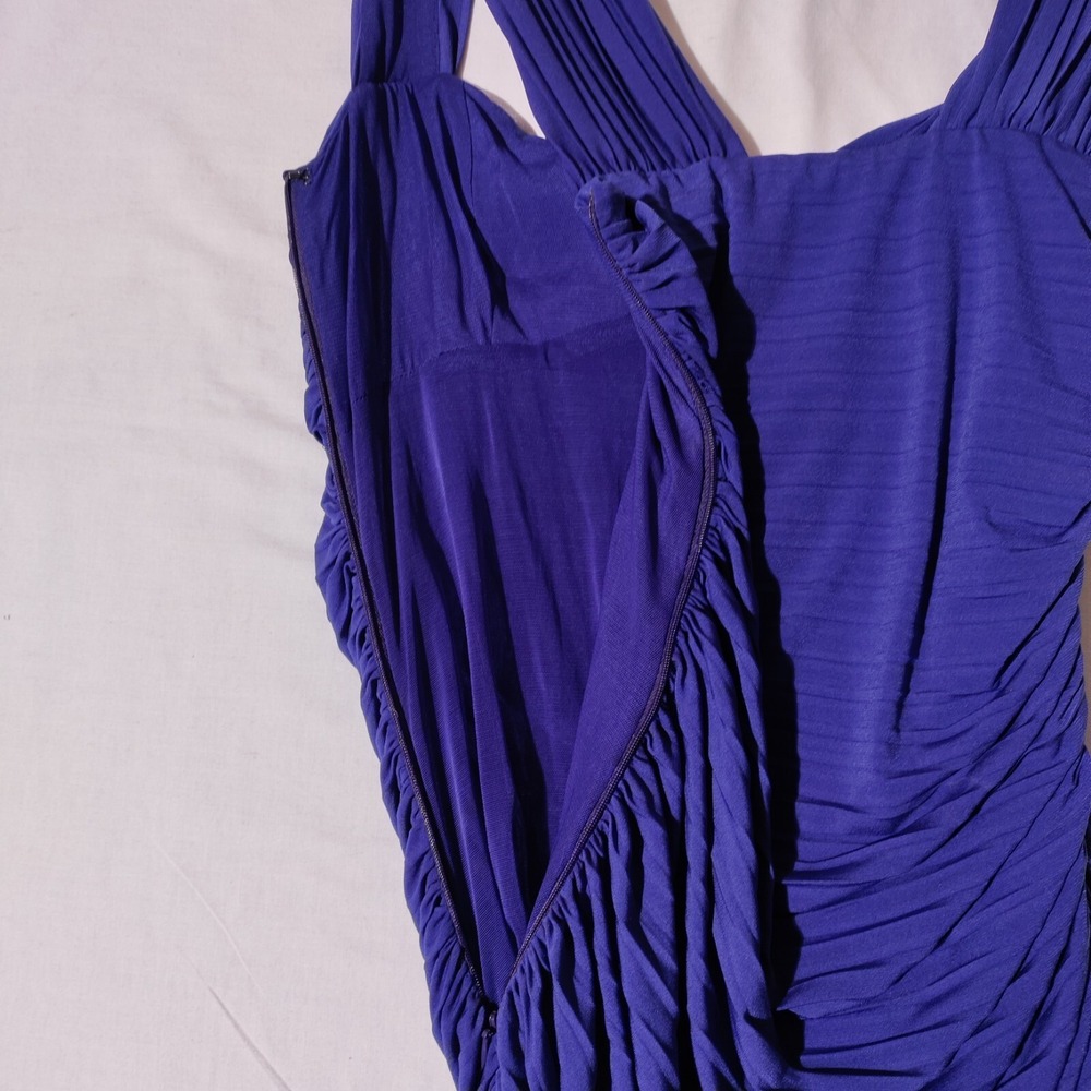 NICOLE MILLER Blue COCKTAIL FORMAL GOWN RUCHED FITTED DRESS SIZE 8 - Picture 12 of 16